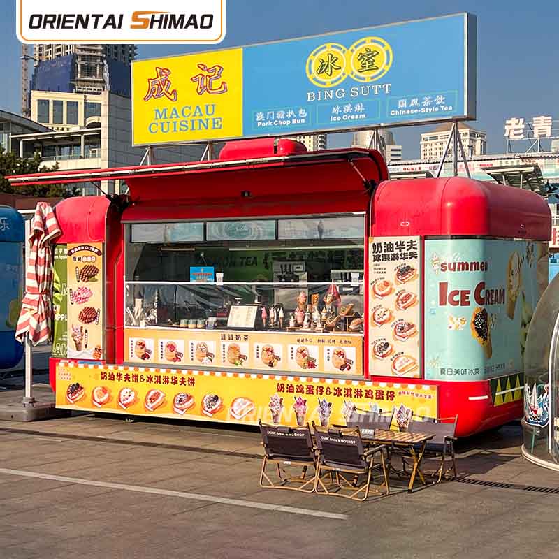 Vozík na dezerty Mobilná kuchyňa Košík s jedlom na ulici Catering Food Trailer Food Truck